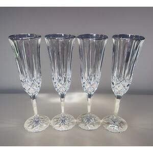 Set/4 Noritake Rockford Wedding Champagne Flute FULL‎ LEAD CRYSTAL No Box Gift